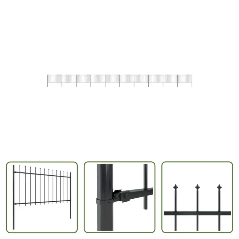 vidaXL Tuinhek - Stalen omheining - 1700 x 150 cm - Zwart In De Mode