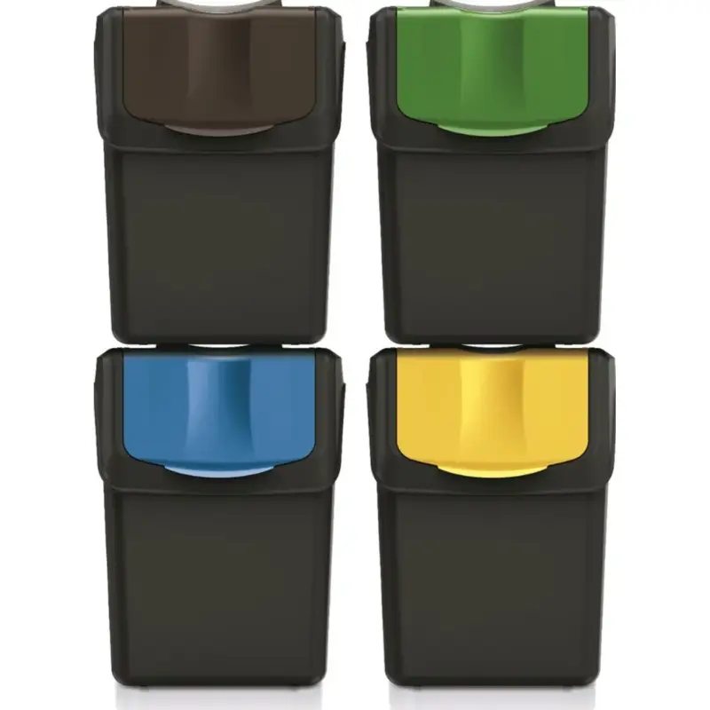 Keden Afvalscheidingsbakken - 4x20l - Zwart Ambachtelijk