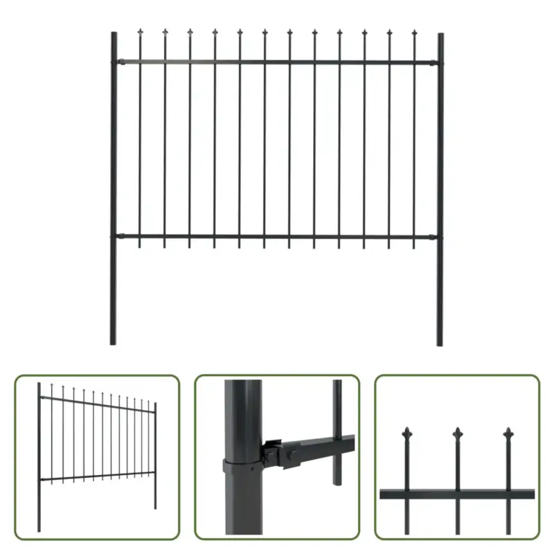vidaXL Stalen Tuinhek - 170x170 cm - Zwart - 1 Schuttingpaneel - 2 Palen Korting