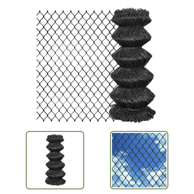 vidaXL Hekwerk - Tuinafrastering 25 meter x 0.8 meter - Grijs PVC-gecoat staal Ambachtelijk