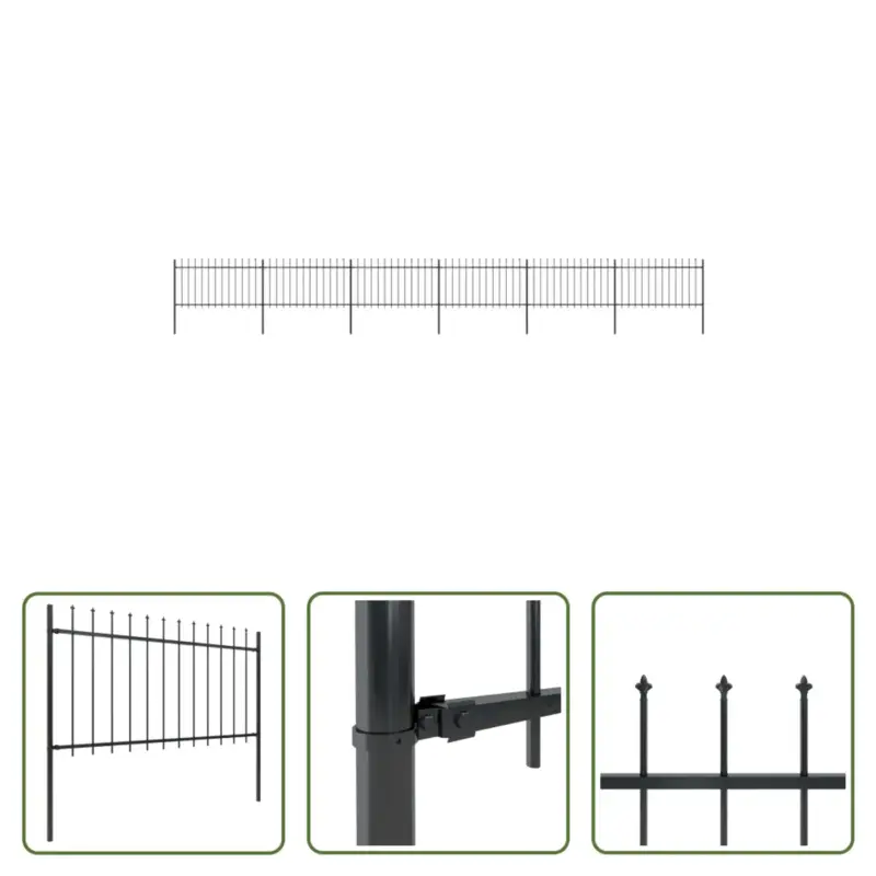 vidaXL Decoratief Stalen Tuinhek - 10.2 meter - Zwart Speciale Aanbieding