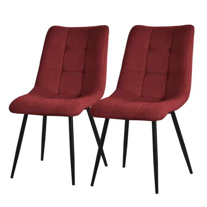 Voordeelprijs ML-Design eetkamerstoelen set van 2 in rood comfortabele woonkamer stoelen met textiele