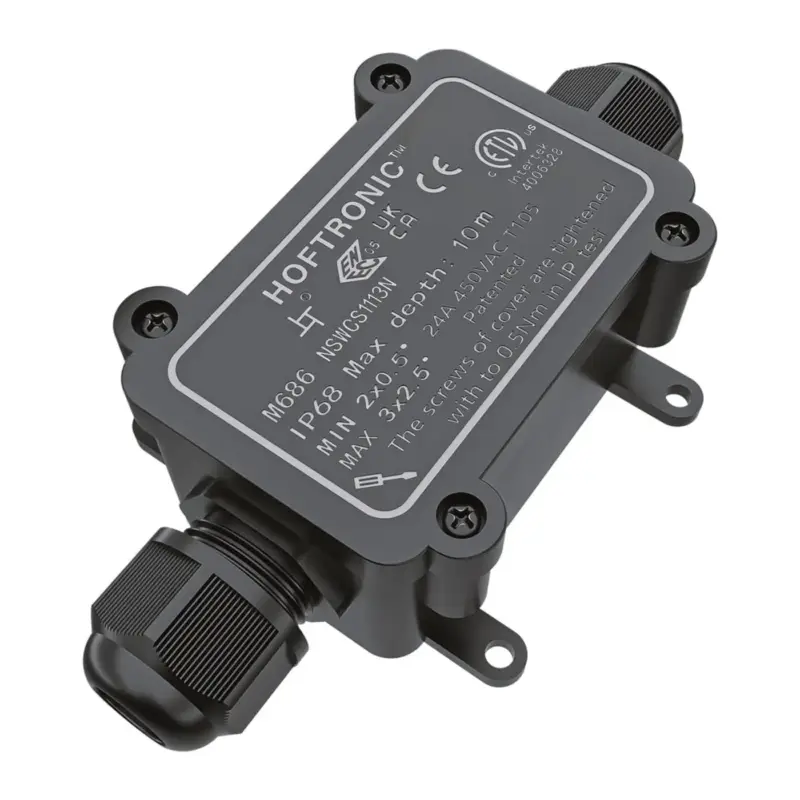 Authentiek Hoftronic - Lasdoos - Ip68 - 126x62x39mm - 2 Ingangen - 2 En 3 Aderige Kabels 4-11mm