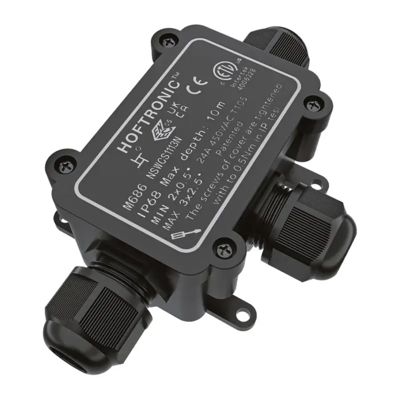 Veilige Betaling Hoftronic - Lasdoos - Ip68 Waterdicht - 3 Ingangen - Voor 2 En 3 Aderige Kabels 4-11mm