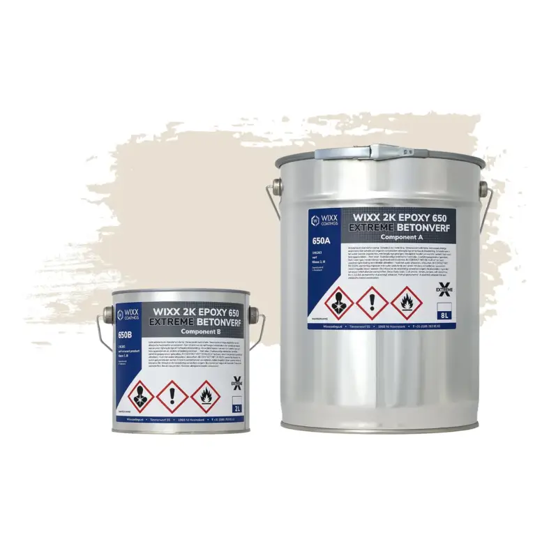 Wixx 2k Epoxy 650 Extreme Betoncoating - Ral 9001 - Crèmewit - 10l Nieuw Model
