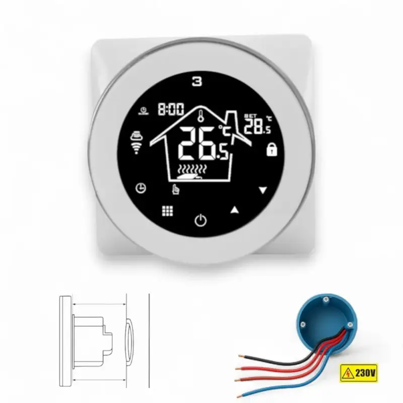 Luxe Inbouw Thermostaat Voor Centrale Verwarming Met Touchscreen Bediening En Wifi App Bediening