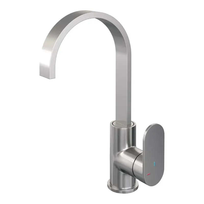 Aanbieding Brauer hoge opbouw wastafelmengkraan met draaibare uitloop, model C, Brushed Edition