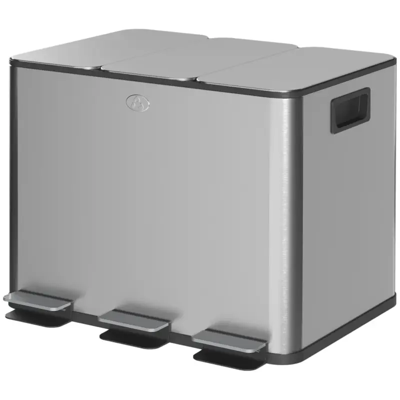 Groothandel 4goodz Pedaalemmer Afvalscheiding 3 X 20l - Geurfilter - Soft-close - Emmers Uitneembaar - Zilver