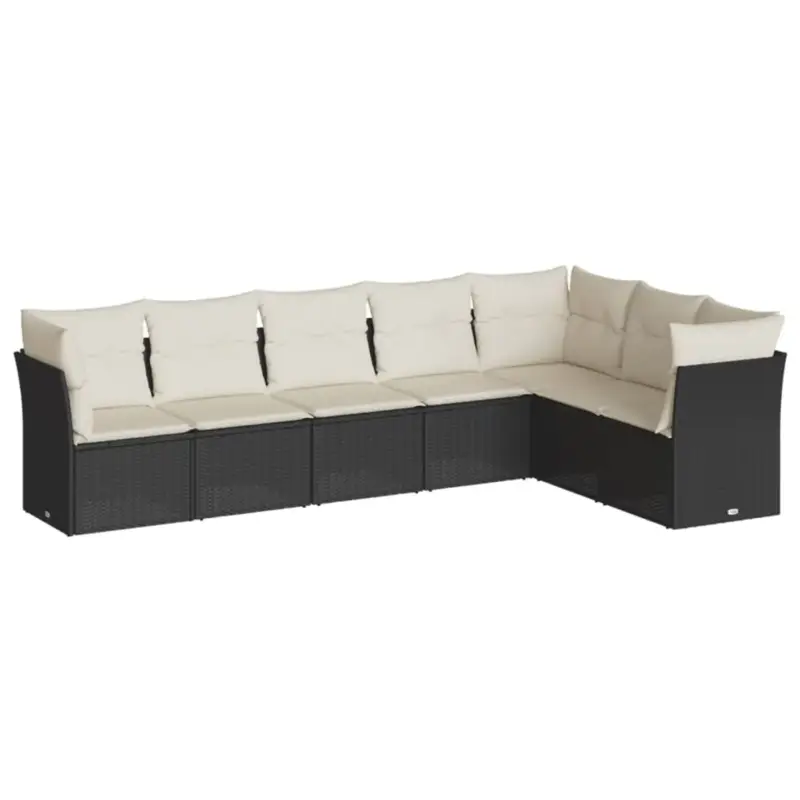 vidaXL Loungeset 7-delig - Poly Rattan - Zwart Professioneel