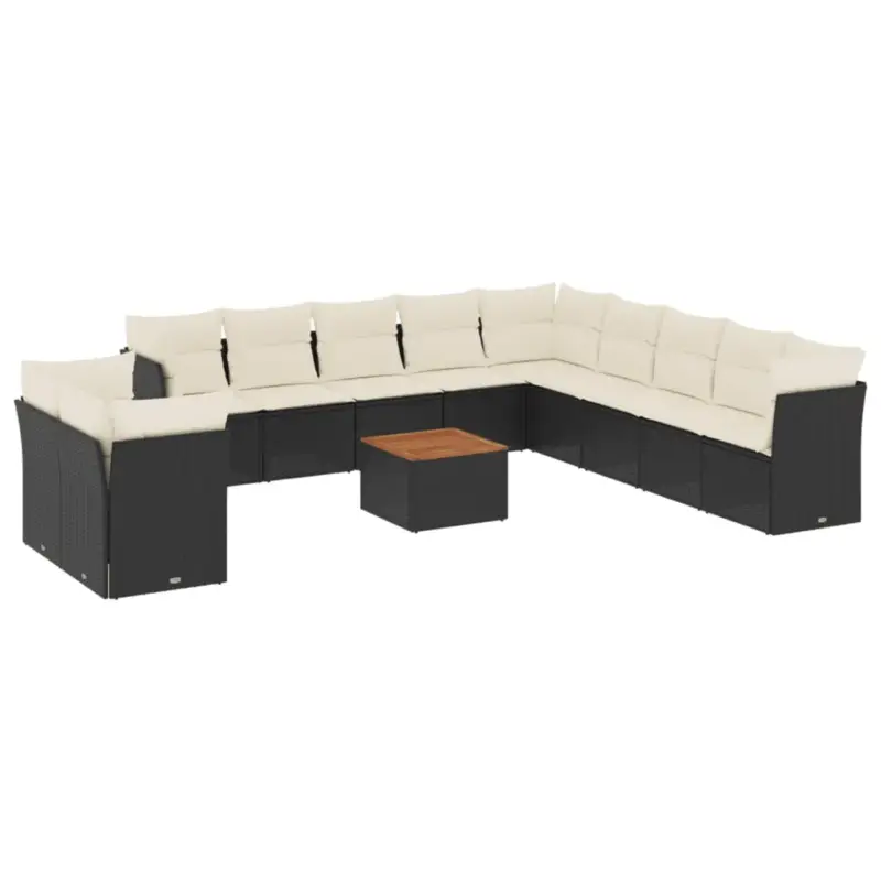vidaXL Loungeset - 12-delig - Poly Rattan - Zwart Tijdelijk Beschikbaar