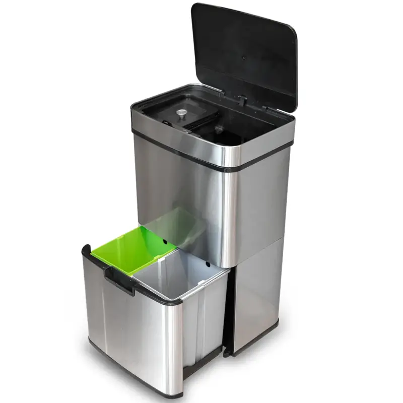 Goliving Automatische Prullenbak Afvalscheiding 64 Liter - Handsfree – RVS – Zilver Koop Online